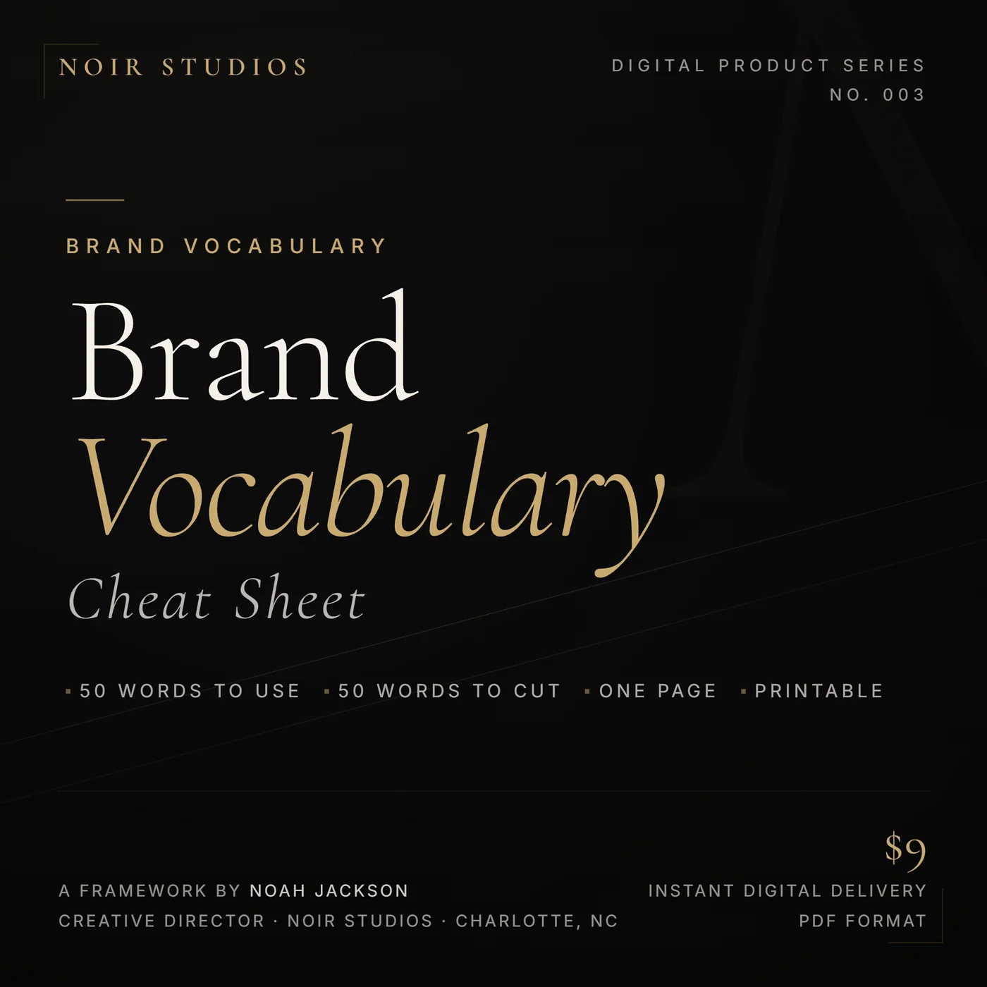 NOIR Brand Vocabulary Cheat Sheet
